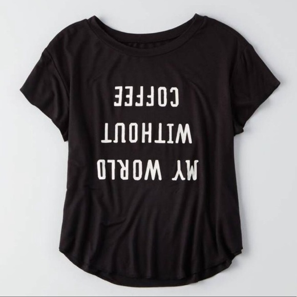 American Eagle Outfitters Black and White Graphic Tee - Picture 1 of 5